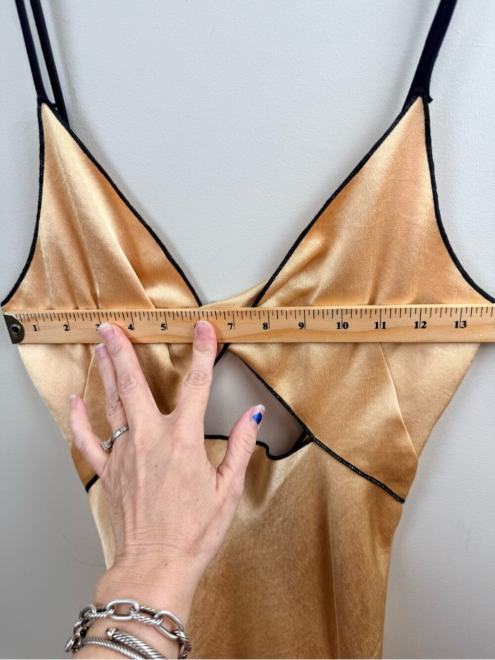 Bec & Bridge Hazel Cutout Satin Maxi Dress in a wheat color. 4 - Picture 14 of 16